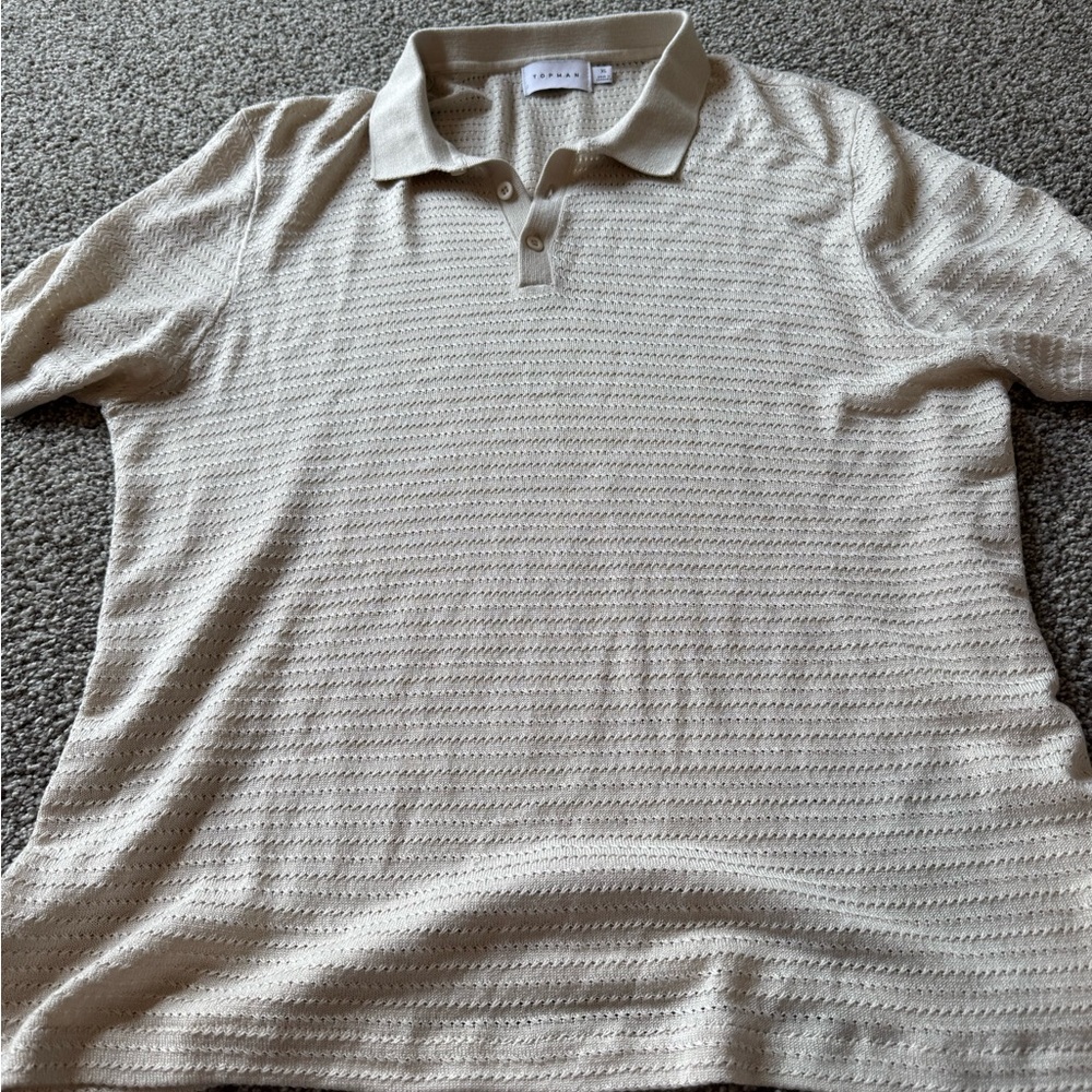 Topman Textured Cream Polo Shirt